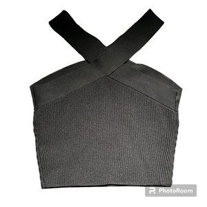 Babaton Sculpt Knit Criss Cross Cropped‎ Tank size XS black